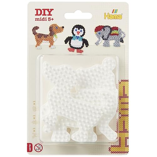 Hama 10.4572 Elefante, Pinguino E Cane Pegboard Blister Con Tre Piccole Perline Miste, Multicolore, Taglia Unica