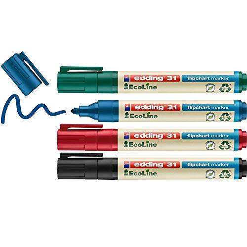 Edding Flipchartmarker 31 Ecoline Verde Marker Verde, 4 Pezzi