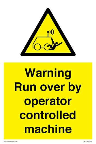 Cartello Con Scritta "Warning Run Over By Operator Controlled Machine", 200 X 300 Mm, Formato A4P