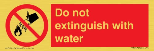 Cartello "Do Not Extinguish With Water", 150 X 50 Mm, L15