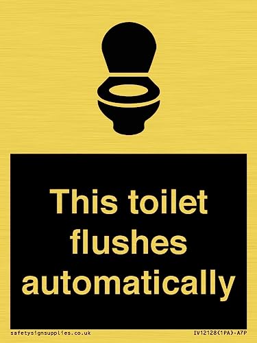 Cartello Con Scritta "This Toilet Flushes Automatically – 75 X 100 Mm – A7P