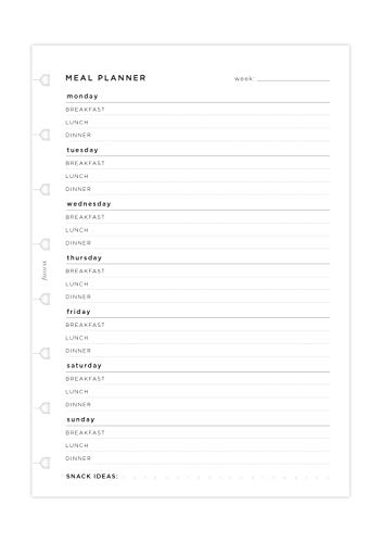 Filofax - Refill Meal Planner, Formato A5, Bianco
