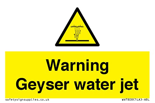 Cartello A Getto D'Acqua Warning Geyser - 75 X 50 Mm - A8L