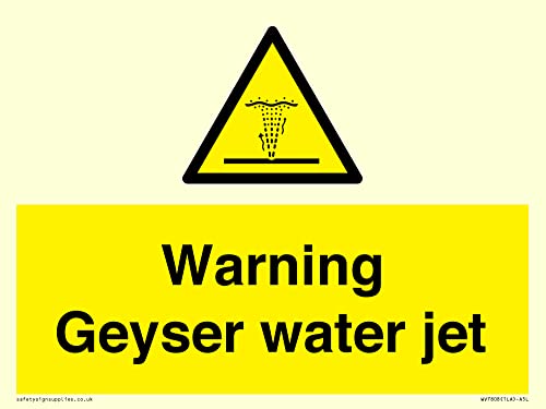 Cartello Con Scritta "Warning Geyser Water Jet", 200 X 150 Mm, Formato A5L