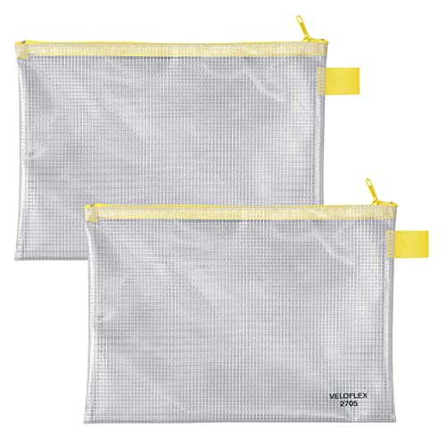 Veloflex A270500 - Tasca Con Cerniera Din A5, 2 Pezzi, 250 X 180 Mm, Tasca Porta Documenti In Pvc Rinforzato Con Tessuto