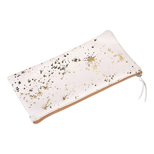 Clairefontaine 400065C - Astuccio Per La Scuola Piatto 22X11Cm In Vero Cuoio Di Agnello, Camoscio Cosmicuir Oro