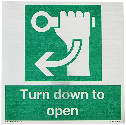Cartello Con Scritta "Turn Down To Open", 200 X 200 Mm, S20