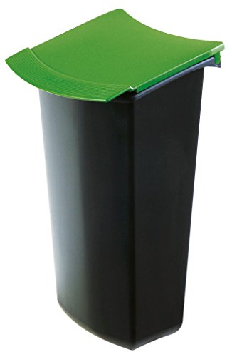Han 1843-05 - Contenitore Pattumiera Per Mondo, In Polistirolo, 3 L, Nero Con Coperchio Verde