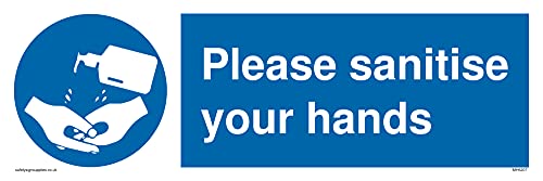 Cartello Con Scritta"Please Sanitise Your Hands – 300 X 100 Mm – L31