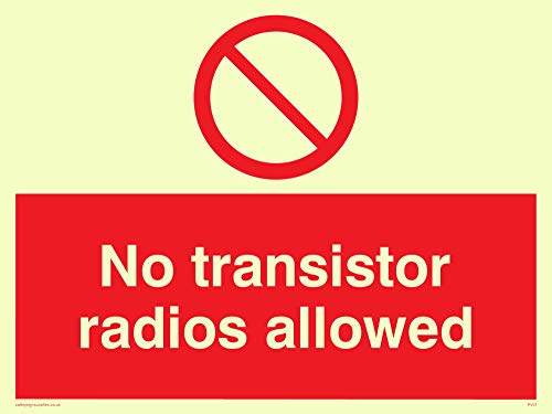 Viking Segni Pv51-A5L-Pv "No Transistor Radio Allowed" Sign, Sticker, Fotoluminescenti, 150 Mm Altezza X 200 Mm Larghezza