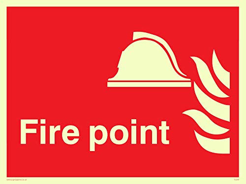 Viking Segni Fv344-A5L-Pv Sign, Fire Point Photo Luminescent Vinile Adesivo, 200 Mm Altezza X 150 Mm Larghezza
