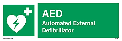 Aed Automated External Defilbrilator With Heart Defibrillator Symbol Sign - 300X100Mm - L31