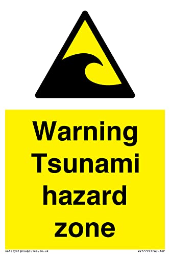 Warning Tsunami Hazard Zone Sign - 100 X 150 Mm - A6P