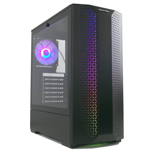Cortek Naos - Case Gaming, Atx Mid-Tower Con Pannello Laterale In Vetro Temperato, Due Strip Rgb Frontali, Ventola Posteriore 120 Mm, Nero