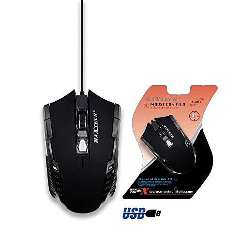Trade Shop - Mouse Gaming Con Cavo Usb Ottico Mini Con Filo Per Computer Pc Da Gioco Maxtech M-Z017
