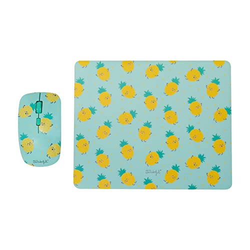 Wondee Mr. Wonderful Set 2-In-1 Con Mouse E Tappetino Per Mouse A Forma Di Ananas - Prodotti Ufficiali Di Mr. Wonderful - Regali Originali Per Ragazze