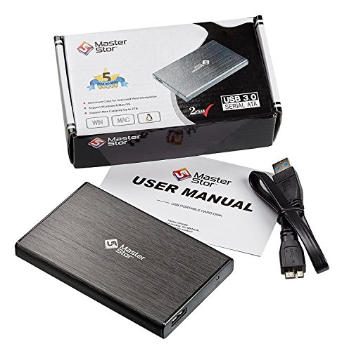 Masterstor - Hard Disk Esterno, Unità Di Disco Rigido Esterna, Portatile, Con Usb 3.0, Super-Rapido, Sata, Da 2,5 Pollici Nero 250 Gb