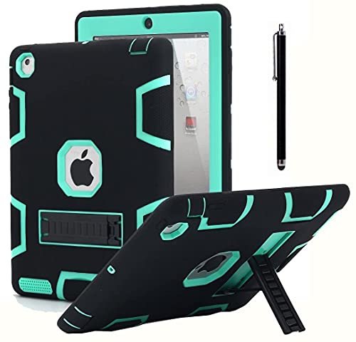 Ipad 2 Case, Ipad 3 Case, Ipad 4 Case, Aicase Cavalletto Antiurto Resistente Gomma Ibrido Ad Alto Impatto Resistente Robusto A Tre Strati Indietro Cus