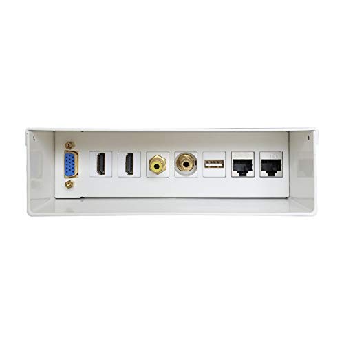 Aisens - Scatola Connessioni Audiovisuali Vga+2Xhdmi+Jack3.5+Rca+1Xusb+2Xrj45 Cat.6A Stp, Bianco