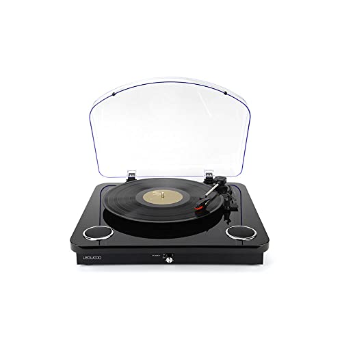 Ledwood - Round 300 Turntable - With Built-In Stereo Speakers & Bluetooth - Black