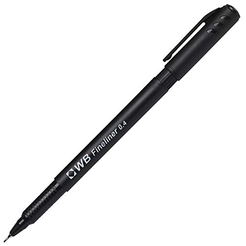 White Box Fineliner 0.4Mm Nib Black [Pack 10]