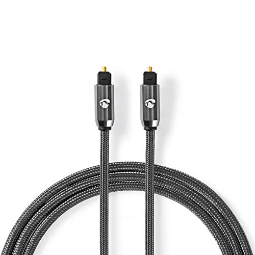 Nedis Cavo Audio Ottico | Toslink Maschio | Toslink Maschio | Tondo | Tessuto Di Cotone | Grigio Piombo | Confezione Con Finestra 3.00 M 3.00 M
