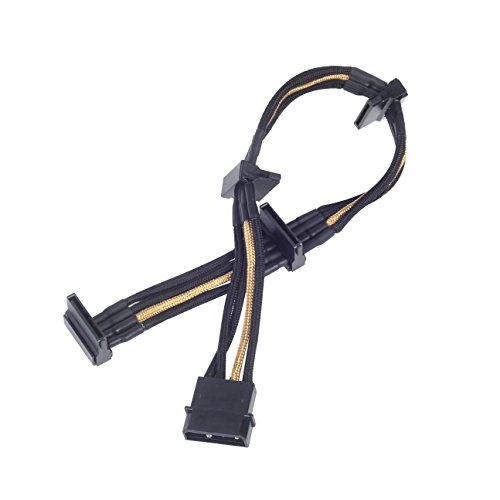 Silverstone Sst-Pp07-Btsbg - Cavo Estensione Molex A 4X Sata, 30Cm, Nero/Oro