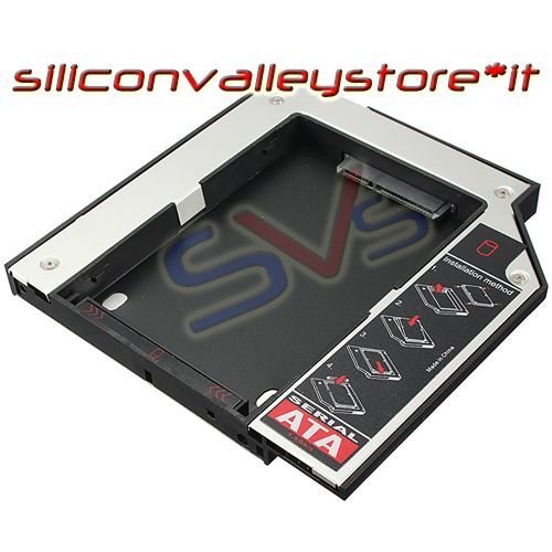 Siliconvalleystore Bay Caddy Per Secondo Hard Disk 2,5" Notebook Hdd Ssd Dvd Bay 9,5 Mm Sata