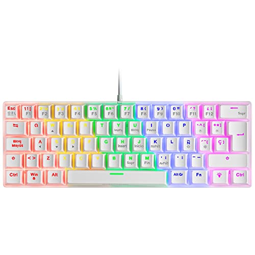 Mars Gaming Mk60 Bianco, Tastiera Gaming Meccanica Frgb, Antighosting, Switch Meccanico Marrone, Lingua Spagnola