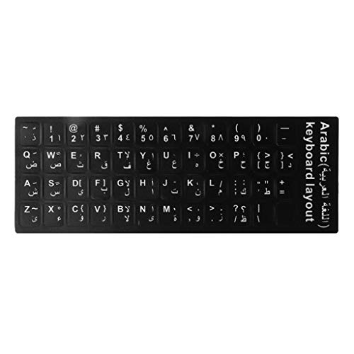 Yuyan Durevole Adesivo Per Lingua Tastiera Russo/Francese/Spagnolo/Giapponese/Tedesco/Arabo/Coreano/Italiano Sfondo Nero Con Scritte Bianche Per Acces