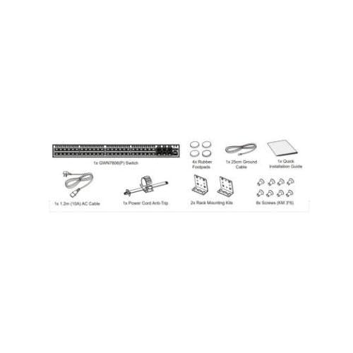 Grandstream Gwn7806P Switch Gestibile Livello (Layer) 2+ Rackabile. Porte: 48 Gbe Rj45 Poe 802.3 Af/At, 30 W Per Porta, Potenza Totale Di 360 W, 6 X S