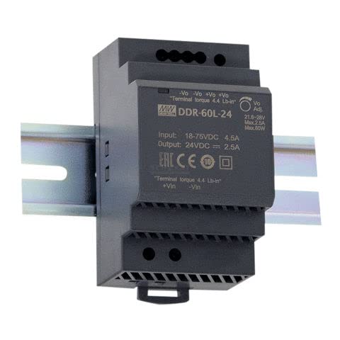 Mean Well Ddr-60L-15 - Convertitore Dc/Dc Per Guida Din 15 V/Dc 4 A, 60 W, 1 X