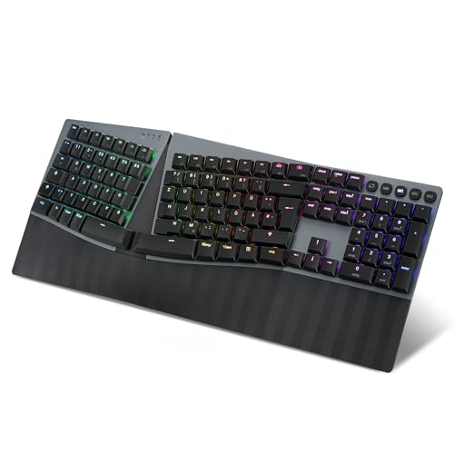 Perixx Periboard-835Br - Tastiera Meccanica Ergonomica Retroilluminata Rgb Senza Fili, Interruttore Tattile Marrone, Tasti Programmabili, Compatibile