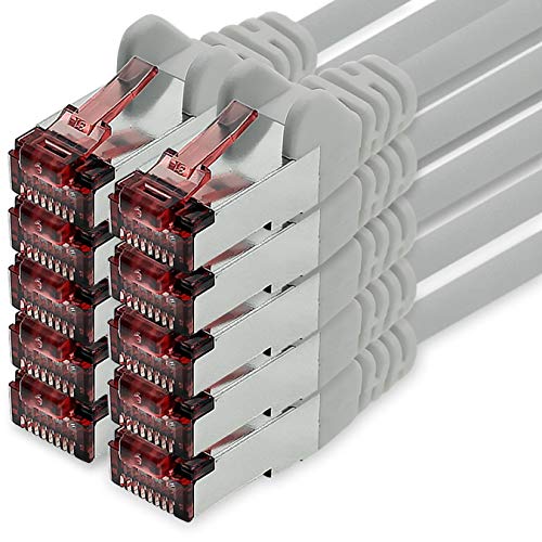 Cavo Di Rete Cat6 0,25M Grigio - 10 X Cavo Patch Lan Cat 6 Cavo Di Rete Lan Sftp Pimf Lszh Rame 1000 Mbit S