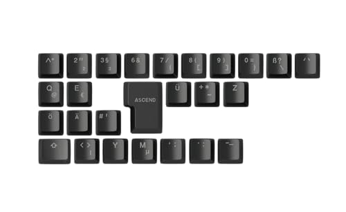 Glorious Gaming 26 Abs Doubleshot Keycaps V2 (Layout Tedesco) - Stampaggio A Iniezione Bicolore, Anti-Scolor., Simboli Trasparenti Per Rgb, Adatti All