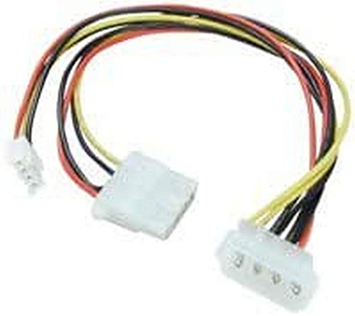 Lindy 33127 Alimentazione Per Hdd, 1 X 5.25 Pollici M/1 X 5.25 Pollici F Più 1 X 3.5 Pollici F, 0.25 Metri, Nero