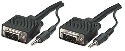 Manhattan 10M Svga Audio Cable Vga (D-Sub) + 3.5Mm Nero
