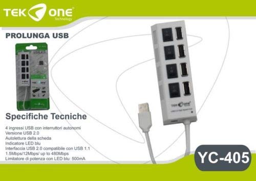 Tekone Hub Usb Con 4 Ingressi Di Usb Con Interruttori Autonomi Yc-405
