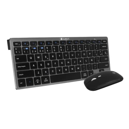 Subblim Combo Con Tastiera E Mouse Bluetooth, Ricevitore Usb Rf 2.4G, Compatto, Per Portatile E Computer Portatile, Tecnologia Silenttouch, Tastiera S