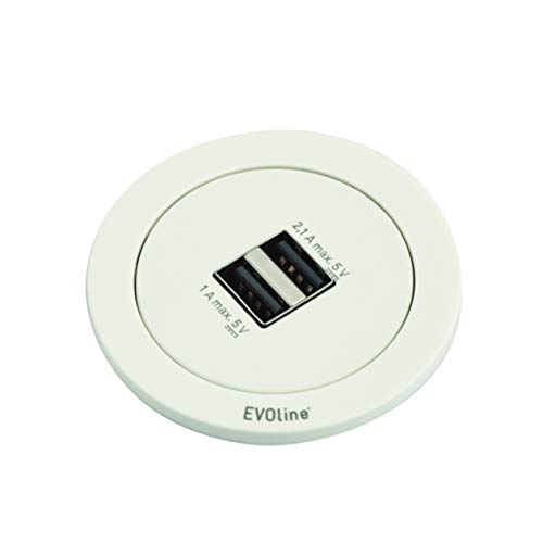 Evoline 2113641 159000000000 159280001300 - Presa Da Tavolo, 2 Prese, Colore: Bianco