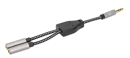 Cable Divisor De Auriculares Manhattan Con Adaptador De Audio Aux Y