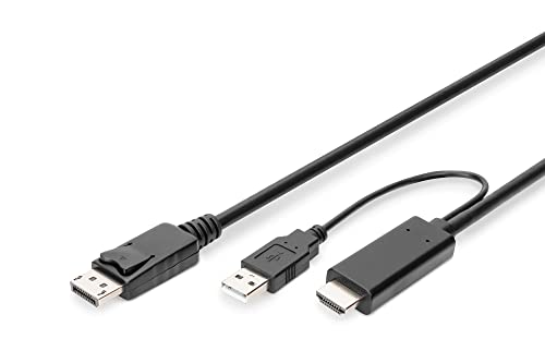 Digitus Cavo Adattatore Da Hdmi A Displayport - Hdmi 1.4 - Dp 1.2 - 2,0 M - Ultra Hd 4K/30Hz - Compatibile Con Tv/Proiettore/Monitor - Alimentazione E