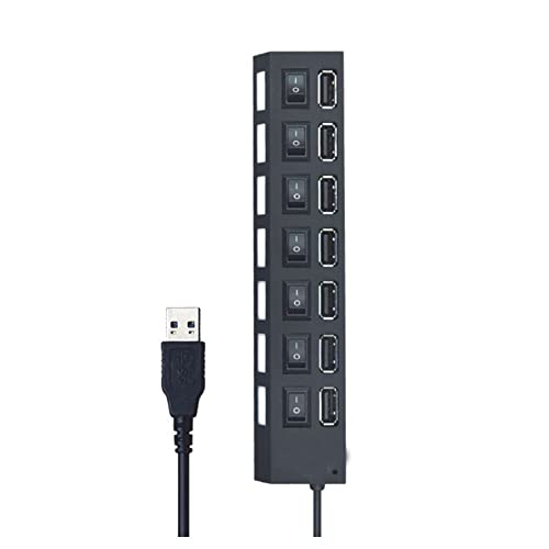 Vetrineinrete® Hub Usb 2.0 7 Porte Moltiplicatore Sdoppiatore Per Pc Notebook 7 Uscite Con Interruttori On/Off E Luci Led
