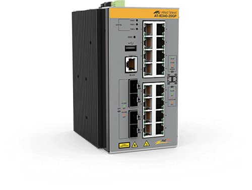 Allied Telesis At-Ie340-20Gp-80 | 16 X 10/100/1000T, 4X 100/1000X Sfp, -40°C To 75°C, Din Rail, Dc External Psu Not Included