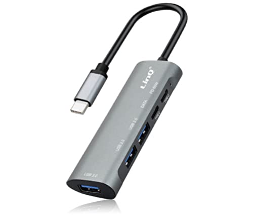 Aglow.It Hub Usb C Sdoppiatore Tpc3050 10 Gbps 60W, Doppiatore Fast Charger 5 In 1 Usb 3.0 Usb 2.0, Data Transfert Pd 60W Compatibile Con Ricarica Lap