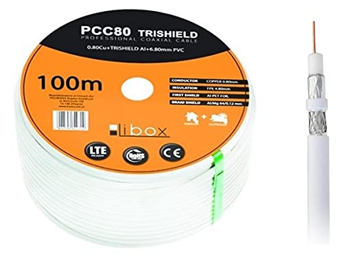 Libox Kabel Koncentryczny Pcc80 100M Coaxial Cable Rg-6/U White