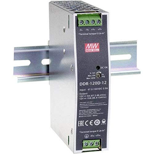 Mean Well Ddr-120C-12 - Convertitore Per Binari Din Rail, 12 V/Dc, 10 A, 120 W, 1 X