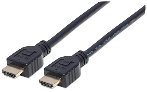 Manhattan 353953 Intellinet Cavo Hdmi High Speed Con Canale Ethernet, 5 M, Schermato (Classe Cl3 Per Installazioni A Parete) Nero