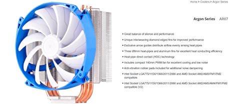 Silverstone Sst-Ar07-V2 - Dissipatore Cpu Argon 3X Direct Contact Heatpipe, 140Mm Pwm, Intel/Amd, Am4 Pronto