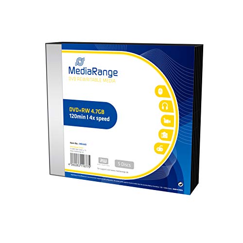 Mediarange 4.7Gb, Dvd+Rw, 5 Pack 4,7 Gb 5 Pezzi - Dvd+Rw Vergini (Dvd+Rw, 5 Pack, 4,7 Gb, Dvd+Rw, 5 Pezzo(I), 4X, Cd)